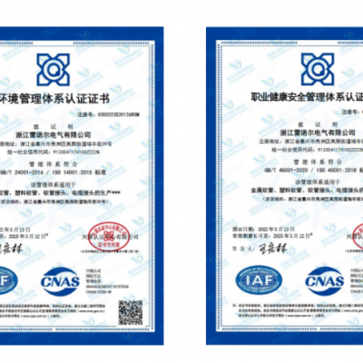 雷諾爾電氣順利通過ISO14001和ISO45001環(huán)境、安全管理體系認證